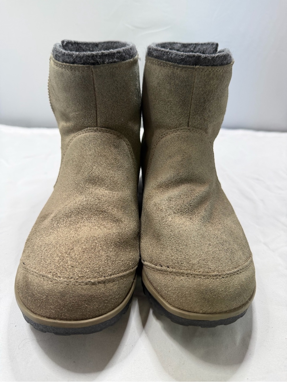 SOREL Meadow Waterproof Suede Side Zip Ankle Boots Taupe Tan 8.5 NL2189
